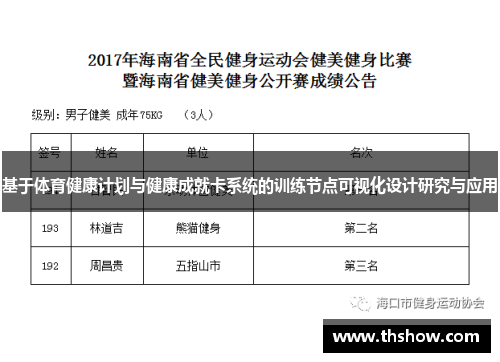 基于体育健康计划与健康成就卡系统的训练节点可视化设计研究与应用